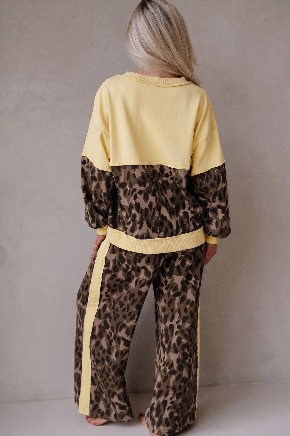 2 pc. Brown Leopard Print Long Sleeve Pant Set
