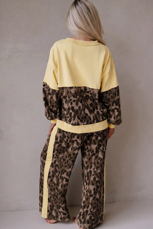 2 pc. Brown Leopard Print Long Sleeve Pant Set