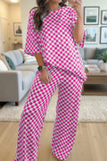 2 pc lounge set Rose Checkered print